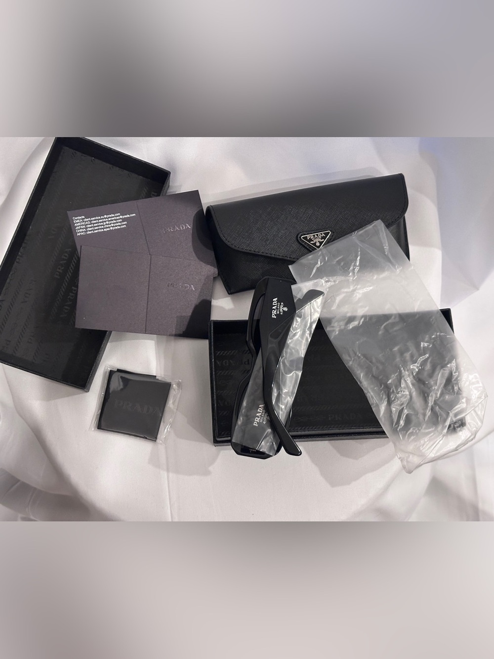 Brand New Prada Black Rectangular Acetate Sunglasses set / SPR 17W - Picture 7 of 11